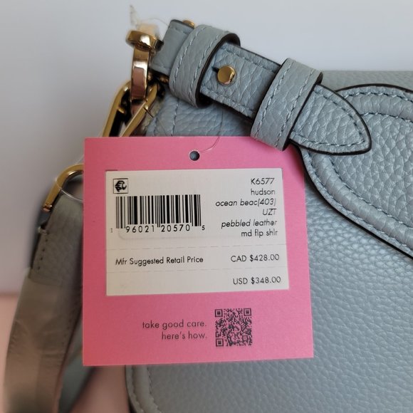 KATE SPADE Hudson Medium Pebbled Leather Flap Convertible Shoulder Bag- Ocean B⭐ - Picture 16 of 16